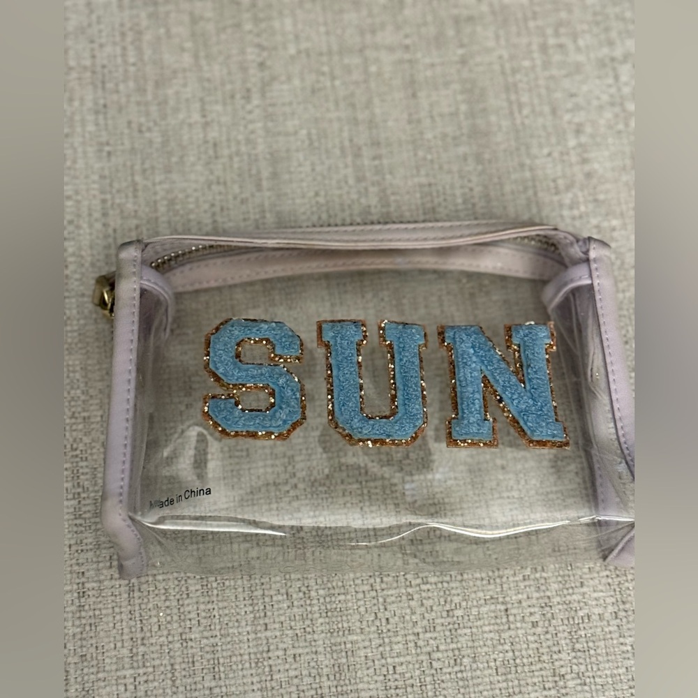 Stoney Clover Lane Clear Cosmetic Bag with Blue and Gold Accents